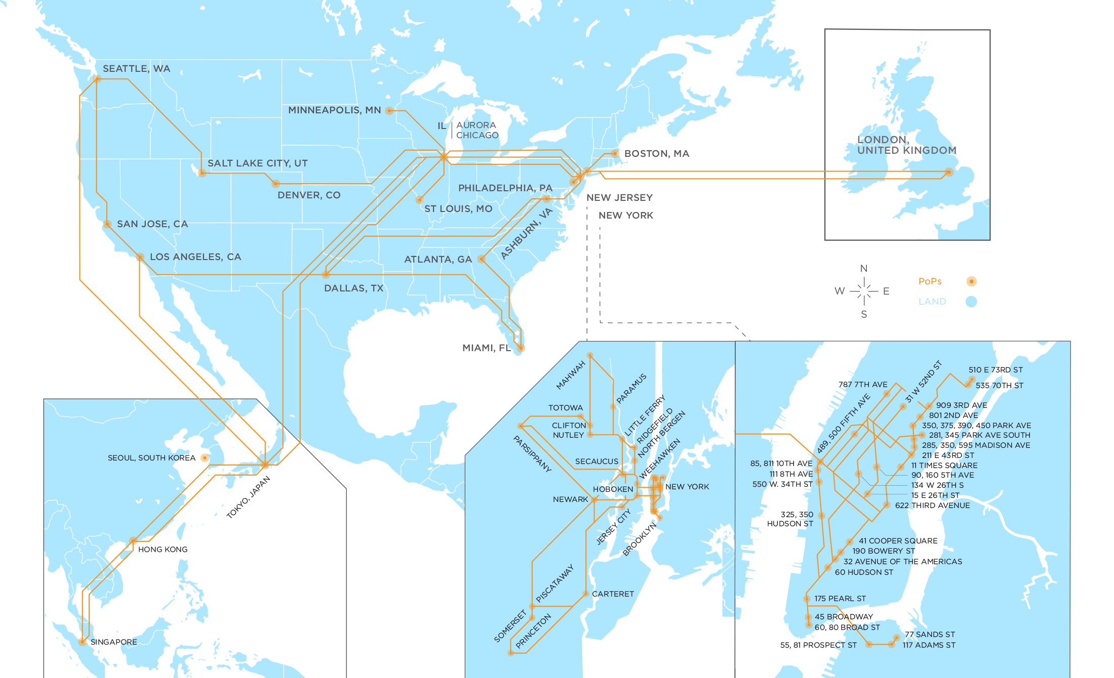 Hudson Fiber Network Global Network Map
